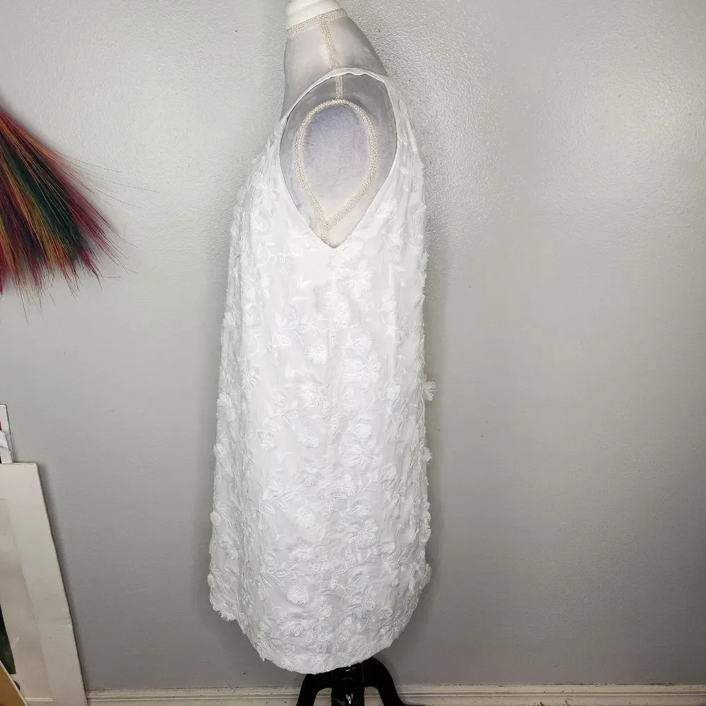 Ann Taylor White High Neck Halter Floral Applique' Mini A Line Dress Size M/L - Picture 9 of 12